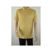 Mens Stacy Adams Italian Style Knit Woven Shirt Short Sleeves 3128 Honey Beige image 5