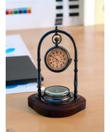 NautiKraft Desk Clock with Compass - Vintage Style Decorative Clock for ... - $38.21