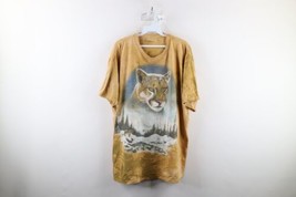 Vintage 90s Mens Size XL Faded Acid Wash Snow Mountain Lion Nature T-Shi... - £38.89 GBP