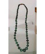 Vintage Malachite? Graduated Necklace 50 Beads With Green Bead Spacers 20&quot; - €33,54 EUR