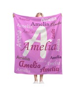 Add Your Name &amp; Letter – Personalised Name Blanket – Custom Pink Flannel... - $34.00+