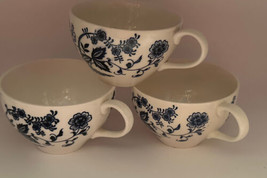 Blue Onion Blue White Coffee Tea Cups Japan Stamped Vintage  (3) - £14.88 GBP