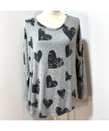 For the Republic Shirt Long Sleeve Heart Women’s Size 1X Grey Soft - $15.47