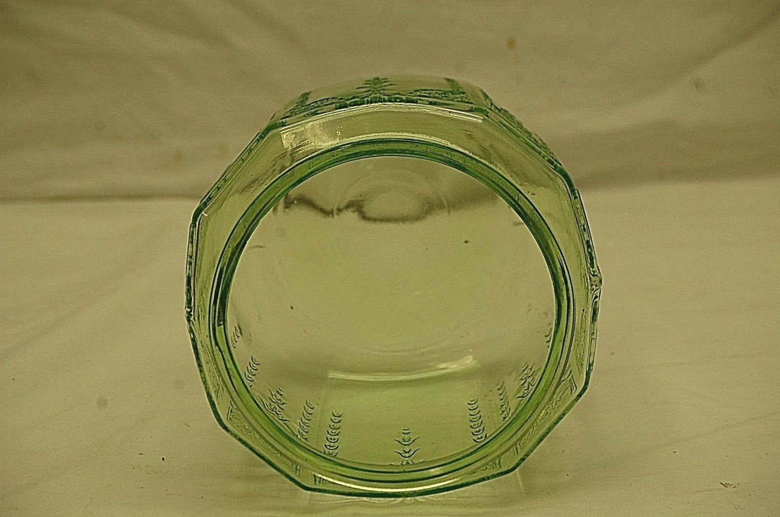 Old Vintage 30s Princess Green Anchor Hocking Depression Glass Cookie Jar no Lid Item image 2