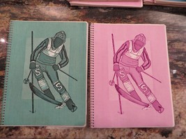 2 1970&#39;s TOUCHABLES textured spiral bound theme  NOTEBOOK Wind Downhill  Skier - £14.52 GBP
