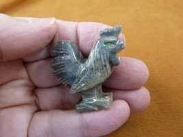 Y-CHI-RO-22) gray ROOSTER chicken SOAPSTONE gem stone figurine game cock... - $8.59