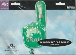 #1 Grad Hand Shape Green 34&quot; x 17&quot; by M &amp; D SuperShape Foil Balloon - £3.94 GBP