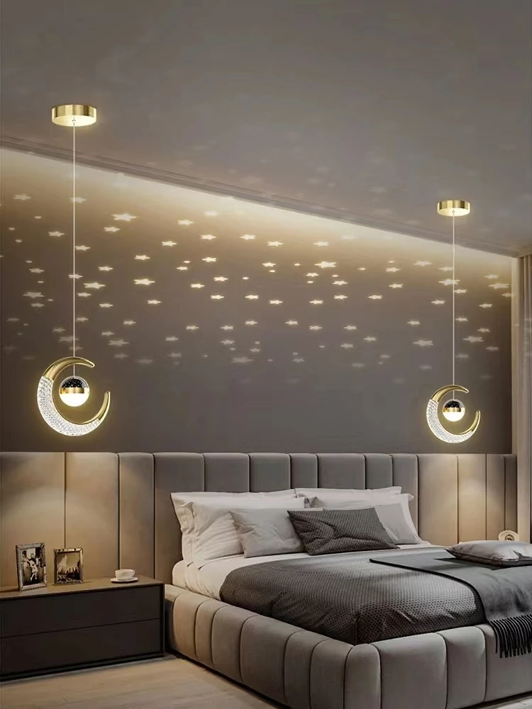 Bedroom Bedside Moon Star Pendant Lamp Kitchen island Background Wall Ha... - $21.83+