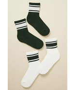 NEW SET 2 ANTHROPOLOGIE Set of Two Athletic CREW Socks BLACK/WHITE - $17.77