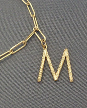 Sterling Forever Braided Initial M Pendant Necklace Gold Tone 16.5 to 18.5&quot; - £23.97 GBP