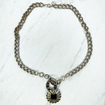 Jessica Simpson Silver Tone Rhinestone Pendant Chain Link Necklace - £5.55 GBP