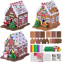 3 Sets Of Gingerbread House Diy Craft Kit 3D Christmas Foam Stickers Decorations - £32.46 GBP