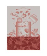 Le Jacquard Francais Veloute D'Orties Pink Pictorial Tea Kitchen Towel - $33.13 CAD