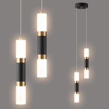 2-Light Modern Kitchen Island Dimmable Led Modern Black Gold Mini Pendant Light, - £108.35 GBP