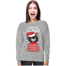 GILDAN Womens Unisex S &quot;Santa Claws&quot; Santa Christmas Holiday Sweatshirt Gray - £17.45 GBP