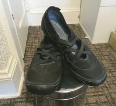 Womens PRIVO CLARKS Suede Elastic Strap Maryjane Slip on Shoes Black Sz 8 - $24.75