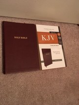 KJV THIN LINE BIBLE RED LETTER BURGUNDY  LEATHER SOFT RIBBON MARKER NELSON - $14.75