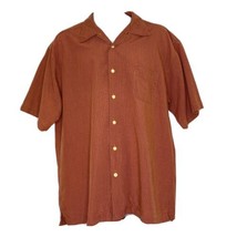 Quicksilver Men&#39;s Large Short Sleeved Button Front Shirt Rust Orange Plaid - £16.48 GBP