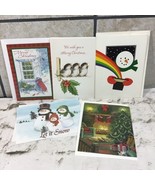 Vintage Holiday Christmas Cards Assorted Lot Of 5 Snowmen Sled Holly Ber... - £11.44 GBP