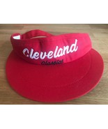 Nuevo Cleveland Clásicos Borde Ancho Golf Sol VISOR, Rojo - $14.78