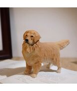 Hand-Carved Wooden Golden Retriever Figurine Rustic Pet Decor - $28.22