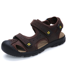Plus Size 39-47 New Fashion Breathable Men Sandals Genuine Leather Summer Beach  - $50.40