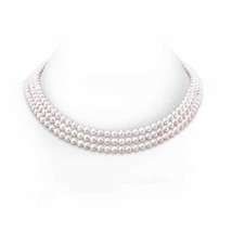 ANGARA 6-7mm, 18&quot; Freshwater Pearl Triple Strand Necklace in 14K Solid Gold - £423.65 GBP