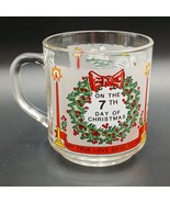 Vtg Twelve Days of Christmas Glass Mug Seven Swans Slimming 7th Day Of C... - $13.11