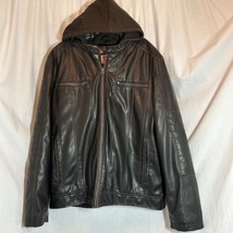 LEVI&#39;S Dark Brown Faux Leather Sherpa Lined Jacket Size Large XL Trucker... - $27.03