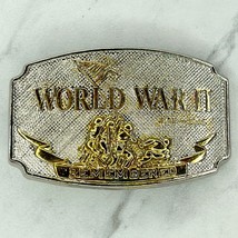 Vintage 1992 Silver Gold Tone World War II Remembered American Flag Belt... - $16.82