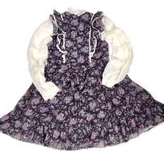 Gunne Sax Jeunes Filles VTG 1970s Girls 10 Dress Purple Floral Lace Cott... - $2,306.50 MXN