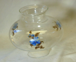 Shade Globe for Oil Electric Table Lamp Clear Glass Blue Flowers - $26.72