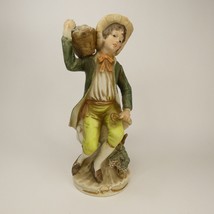 Homco 1258 8 1/2&quot; Tall Boy With Fruit Bisque Porcelain Figurine,  ABJW7 - £10.38 GBP