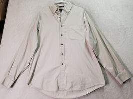 John Ashford Shirt Mens Large Cream 100% Cotton Long Sleeve Collared Button Down - £14.07 GBP
