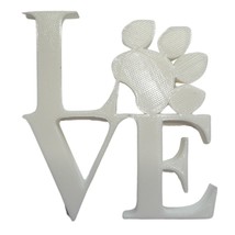 Love Word with Paw Print Table Shelf Home Office Decor White Made in USA... - $150.59 MXN