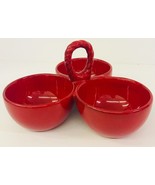 Artimino Red 3-Part Relish With Center Ceramic Handle Party Large Christmas - £39.56 GBP