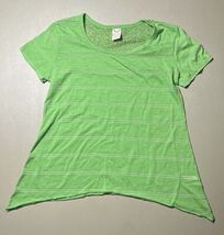 Faded Glory SS Top Women’s M (8-10) Green W/ Stripes And Lace Upper Back - $236.20 MXN