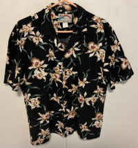 Vintage Paradise Found Black Star Orchid Men’s Hawaiian Shirt Magnum PI ... - £34.79 GBP
