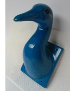 Duck Wall Plaque Hanging Handpainted Ceramic Porcelain Teal Blue black eyes - £35.39 GBP