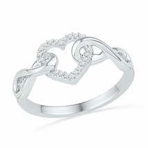 10k White Gold Womens Round Diamond Infinity Twist Heart Ring 1/10 Cttw - £239.11 GBP