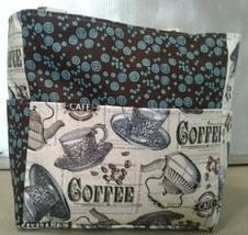 Coffee Mugs Latte Kettle Gourmet Cups Pots Purse/Project Bag Handmade 12x12 - $37.06