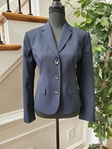 Jones Wear Women&#39;s Blue Lined Polyester Long Sleeve 3 Buttons Stretch Blazer 8P - £21.62 GBP