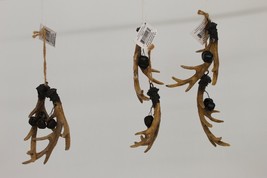 Lot of 3 New Christmas Tree Holiday Hanging Ornament Deer Antler Lodge W... - £16.76 GBP