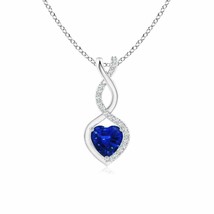 ANGARA Natural Sapphire Infinity Heart Pendant with Diamonds in Silver (5mm) - £231.72 GBP+