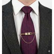 VTG 40s–50s Swank Gold Tone Grange Emblem Tie Chain Clip Bar Menswear - $32.62