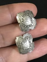 Vintage Mexican Sterling Silver Mayan Calendar Screwback NON-PIERCED Earrings - £27.97 GBP