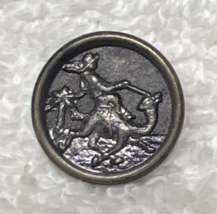 Antique Button Silvertone Man Riding Camel in Frame Button 9/16th Inch - $6.44