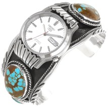 Navajo No 8 Turquoise Watch W Seiko, Bracelet s7.5-8.5, Inspired By Smoky&amp;Bandit - $1,088.01+