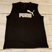 Puma Mens Size Large Sleeveless Shirt Tank Top Muscle Gym Work Out Logo Black - £11.81 GBP