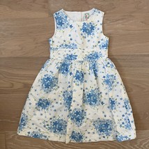Gymboree Vintage Floral Linen Blend Dress Easter Blue White sz 4 - $34.99